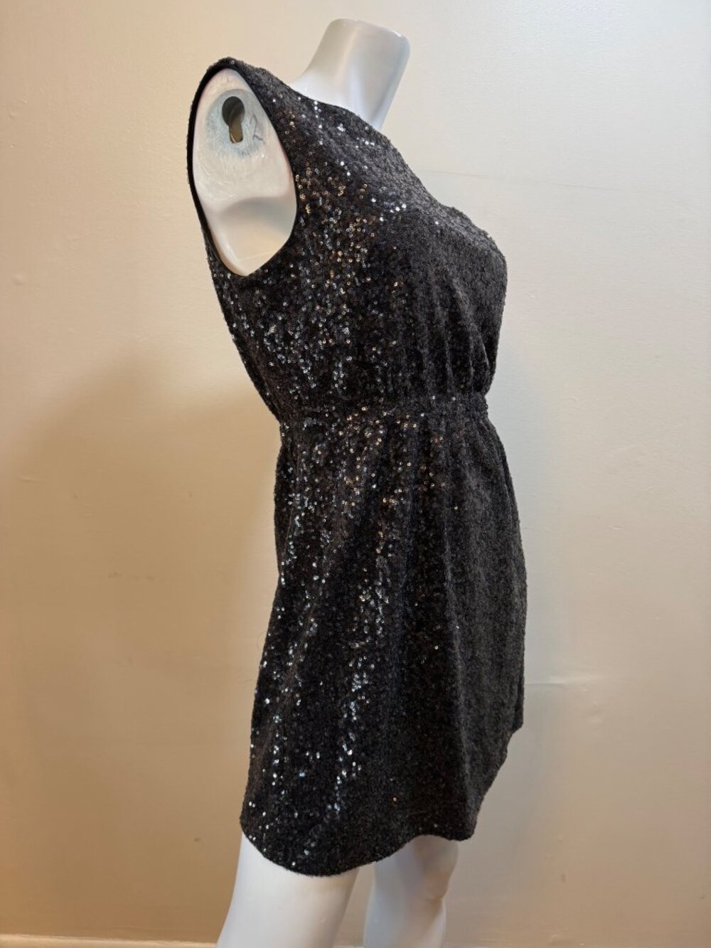 Broadway & Broome Lightbox Sparkle Black Sequin Embellished Party Mini Dress Siz - Picture 6 of 9